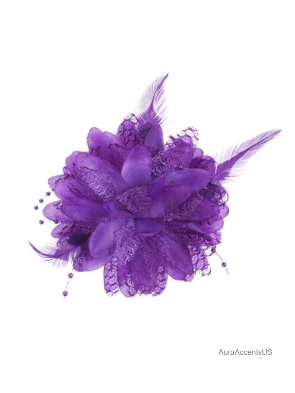 Feather Flower Hair Clip Brooch Hairpin Barrette Fabric Fascinator Women